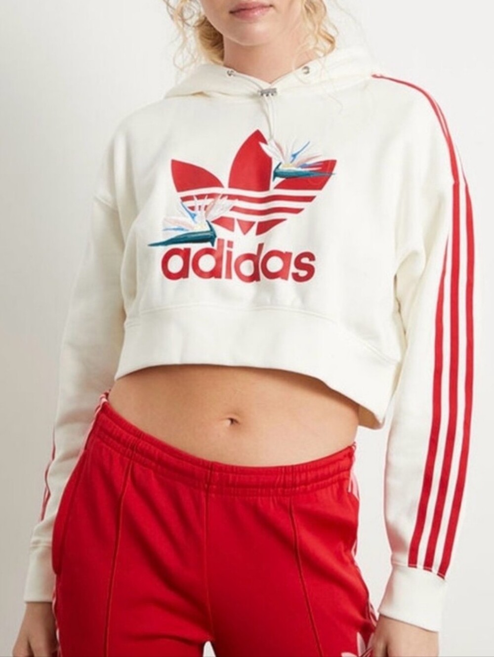 Adidas Originals x Thebe Magugu Cropped Hoodie Off White Medium